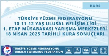 TÜRKİYE YÜZME FEDERASYONU 10-11-12 YAŞ ULUSAL GELİŞİM LİGİ 2. ETAP MÜSABAKASI YARIŞMA MERKEZLERİ KURA SONUÇLARI